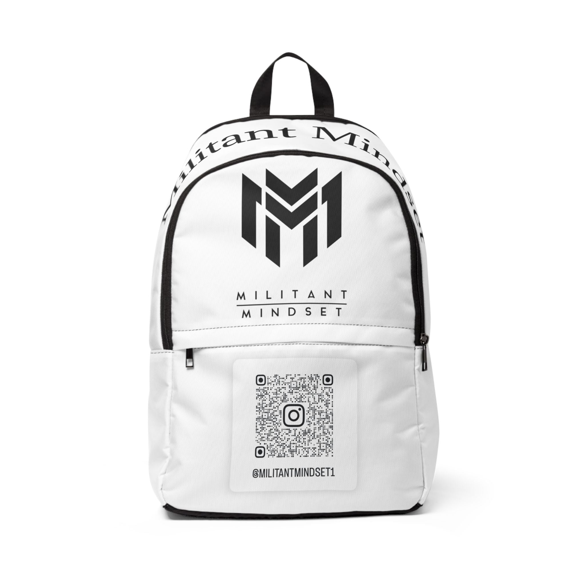 Militant Mindset Logo Backpack — QR Code Social Media Design