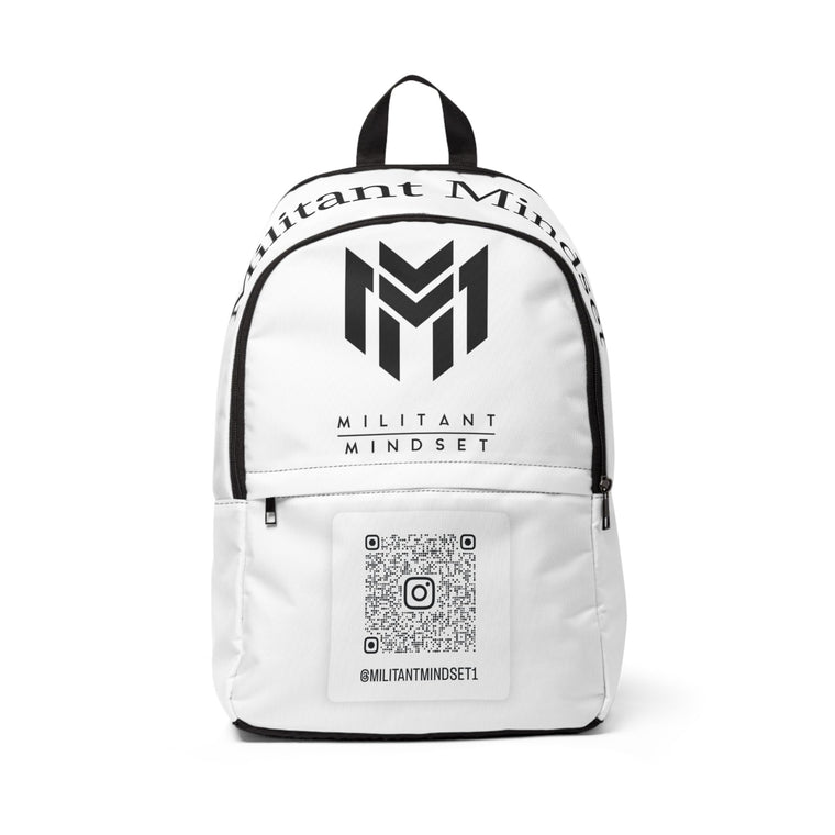 Militant Mindset Logo Backpack — QR Code Social Media Design