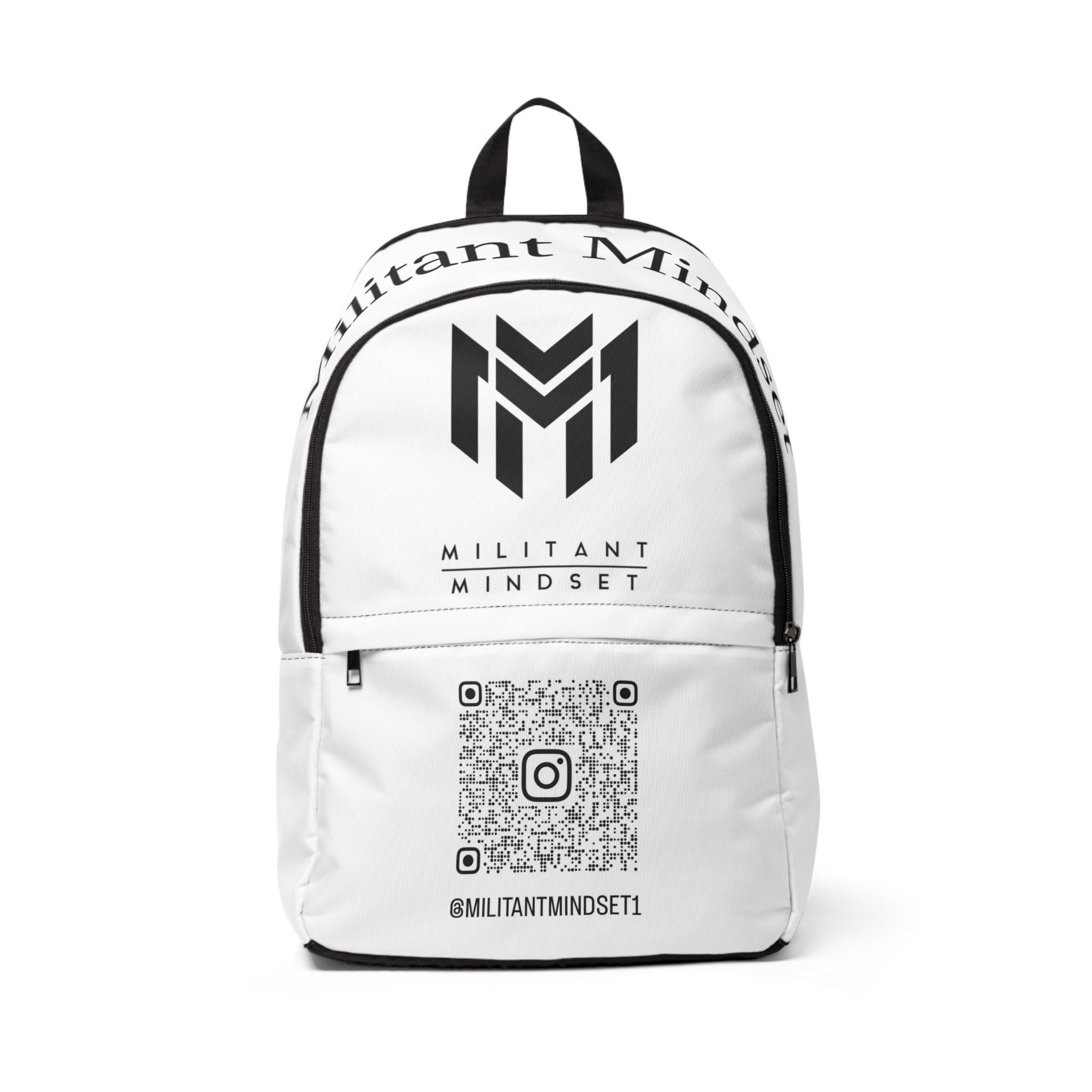 Militant Mindset Logo Backpack — QR Code Social Media Design