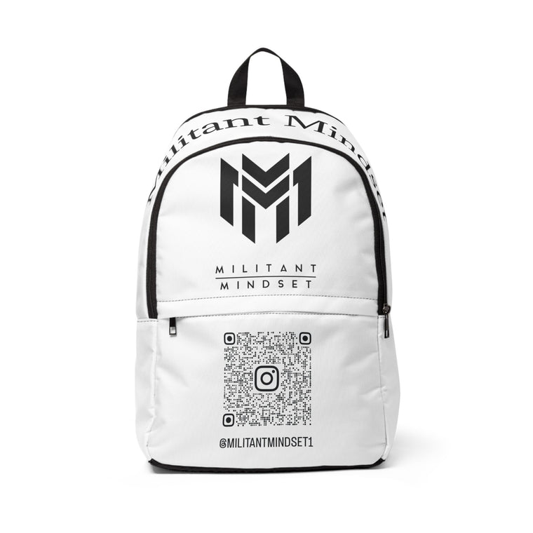Militant Mindset Logo Backpack — QR Code Social Media Design