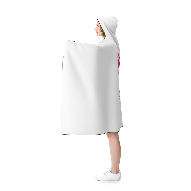 White & Pink Hooded Blanket