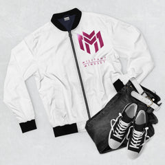 White & Burgundy Bomber Jacket