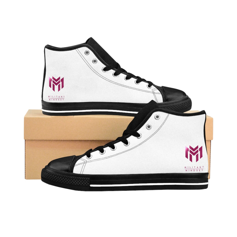 Men's White & Burgundy High-top Sneakers